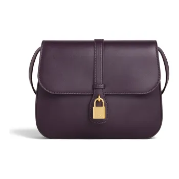 CELINE Tabou Smooth Cow Leather Handbag Shoulder Bag Crossbody Bag Medium Size Women's Dark Purple