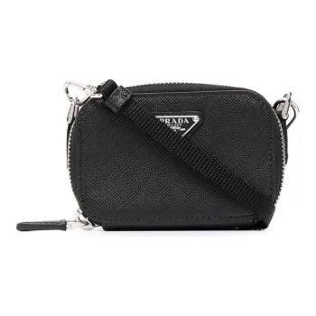PRADA Saffiano Leather Shoulder Bag Crossbody Bag Mini Unisex Black