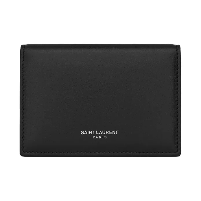 SAINT LAURENT Smooth Leather Business Card Holder Card Holder Card Wallet Men's Black-0