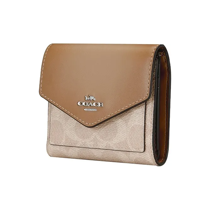 COACH Canvas Envelope Bag Clutch Wallet Trumpets Women's Taupe-1