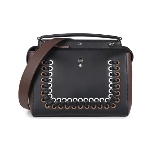 FENDI Cow Leather Shoulder Bags Handbags Large Size Women's Black