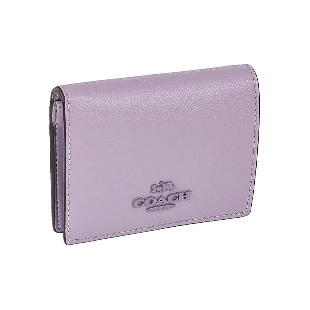 COACH Snap Wallet Leather Purse Card Bag Wallet Small Size Unisex Macaron Purple-1