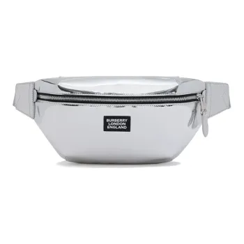 Burberry Cow Leather Fanny Pack Unisex Silver