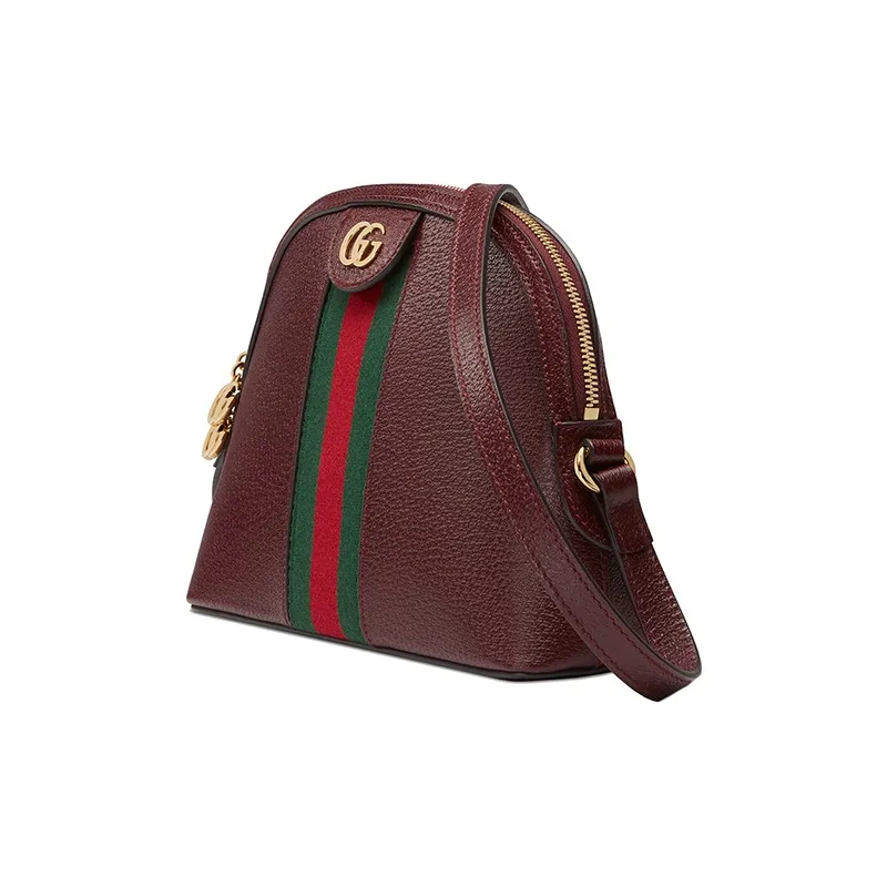 GUCCI Ophidia Leather Dome Bag, Shoulder Bag, Crossbody Bag Trumpets Women's Burgundy-1