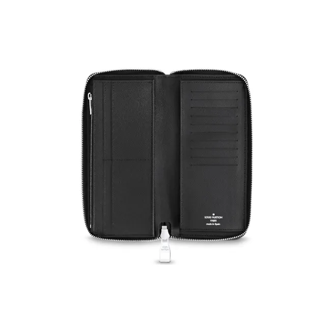 LOUIS VUITTON Zippy Leather Wallets Men's Black-3