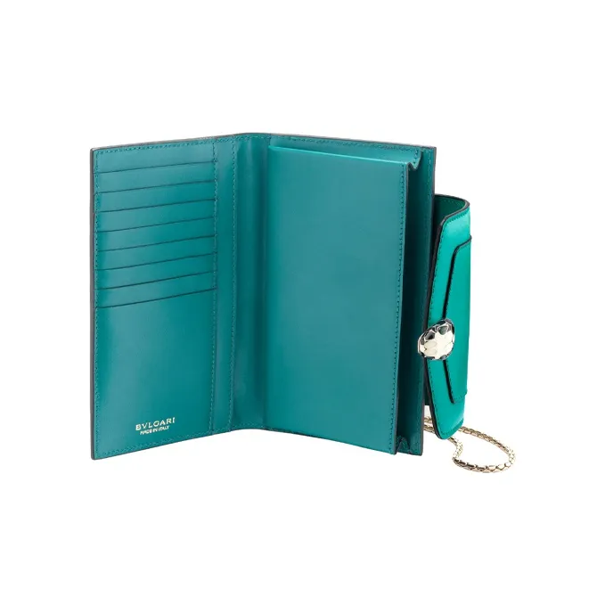 BVLGARI Serpenti Forever Calfskin Wallet Women's Light Green-1