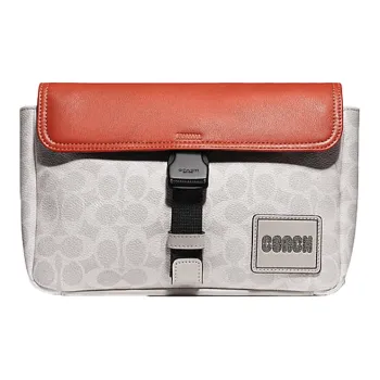 COACH Pacer Leather One Shoulder Crossbody Bag, Sling Bag, Fanny Pack Medium Size Men's Bright Orange & White Monogram