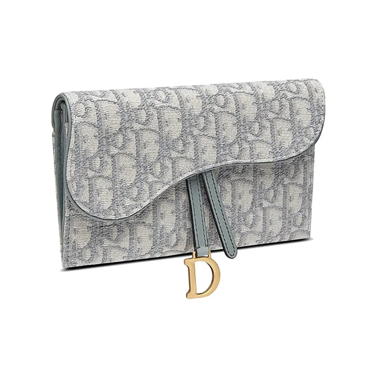 DIOR Saddle Fabric Combo Bag With Card Holder 2 in 1 WOC Wallet One Shoulder Handheld Handbag Regular Women's Gray-2