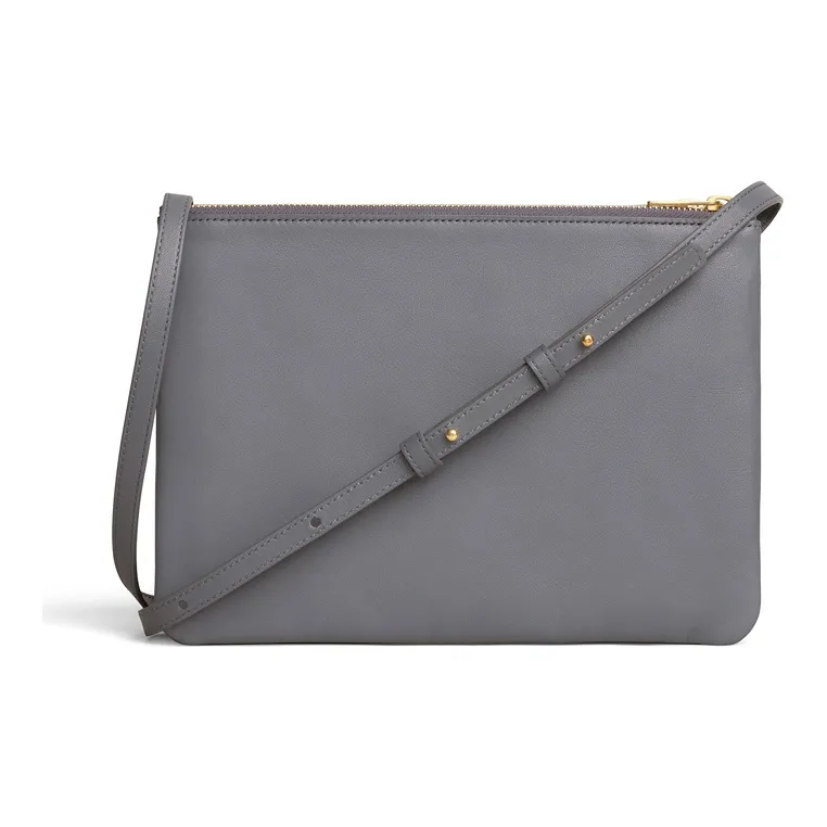 CELINE Trio Smooth Lambskin Crossbody Bag, Shoulder Bag Tubas Women's Gray-2