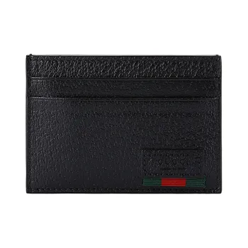 GUCCI Leather Card Clip Card Holder Regular Men's Black