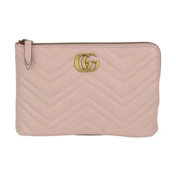 GUCCI Marmont Quilting Leather Clutch Regular Women's Pink Candy Color