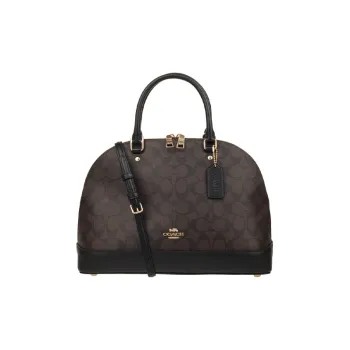 COACH Sierra Leather PVC Crossbody Bag Regular Women's Dark Brown Monogram