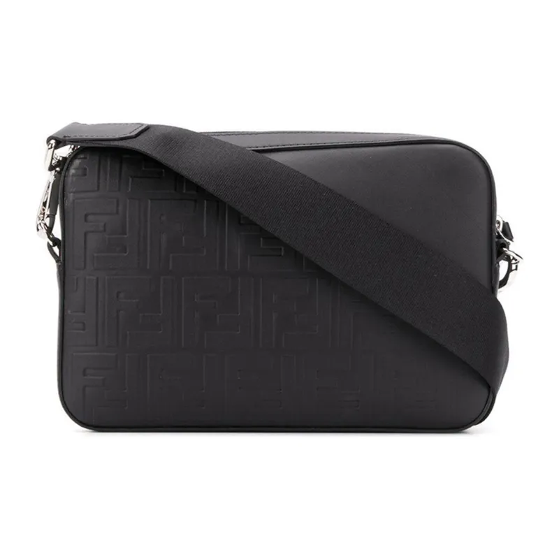 FENDI Leather Camera Bag, Shoulder Bag, Crossbody Bag Men's Black-0
