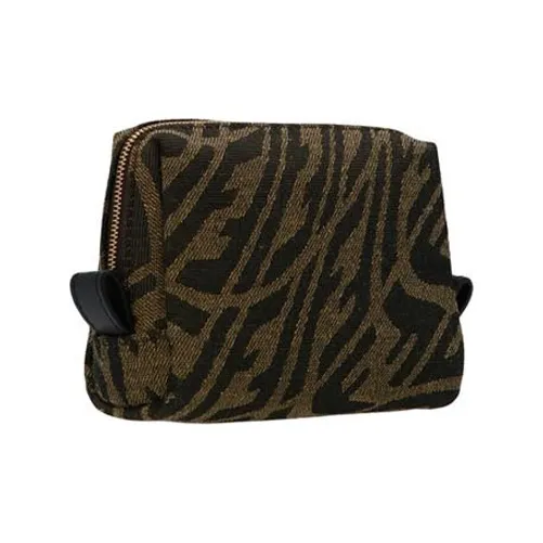 FENDI Cotton Makeup Bag Toiletry Bag Storage Bag Clutch Regular Women's Tan-1