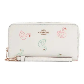COACH Leather Clutch Trunk Bag Wallet Women's White