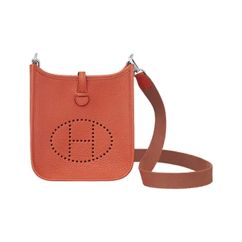HERMES Evelyne Leather With Wooly Canvas Crossbody Bags Shoulder Bags Women's Terracotta & Copper