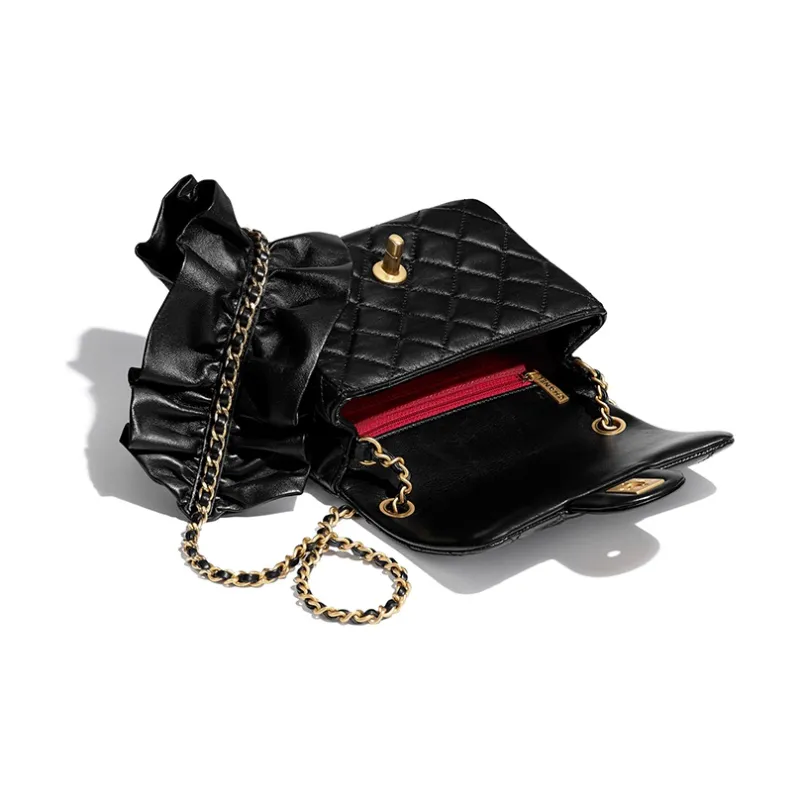 CHANEL Classic Flap CF Sheepskin And Gold Metal Shoulder Bag Women's Black-3