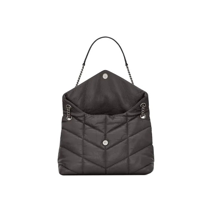 SAINT LAURENT PUFFER Quilting Lambskin Cloud Bag, Pillow Bag, Chain Crossbody Bag, Shoulder Bag Women's Gray-4