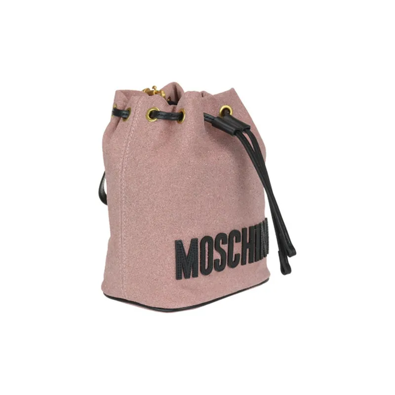 MOSCHINO Cow Leather Bucket Bags Crossbody Bag Shoulder Bag Women's Pink-2