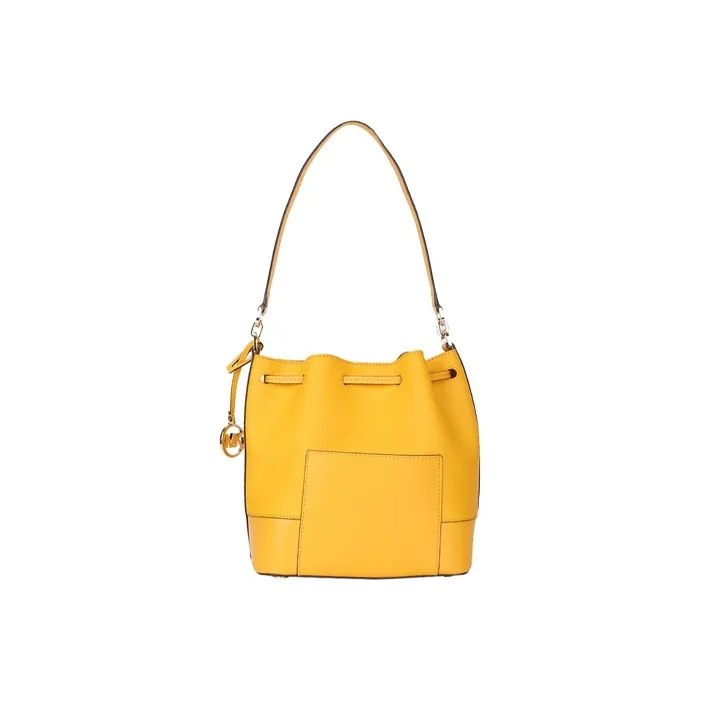 MICHAEL KORS Trista Cow Leather Bucket Bags Handbag Crossbody Bag Medium Size Women's Yellow-2