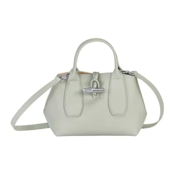 LONGCHAMP Roseau Cow Leather Big Bag, Crossbody Handbag Small Size Women's Sage Gray