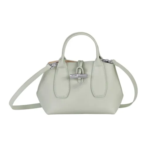 LONGCHAMP Roseau Cow Leather Big Bag, Crossbody Handbag Small Size Women's Sage Gray