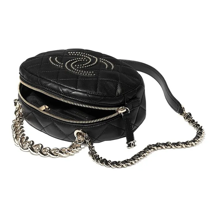 CHANEL Metal Accent Crossbody Bag, Shoulder Bag Women's Black-2