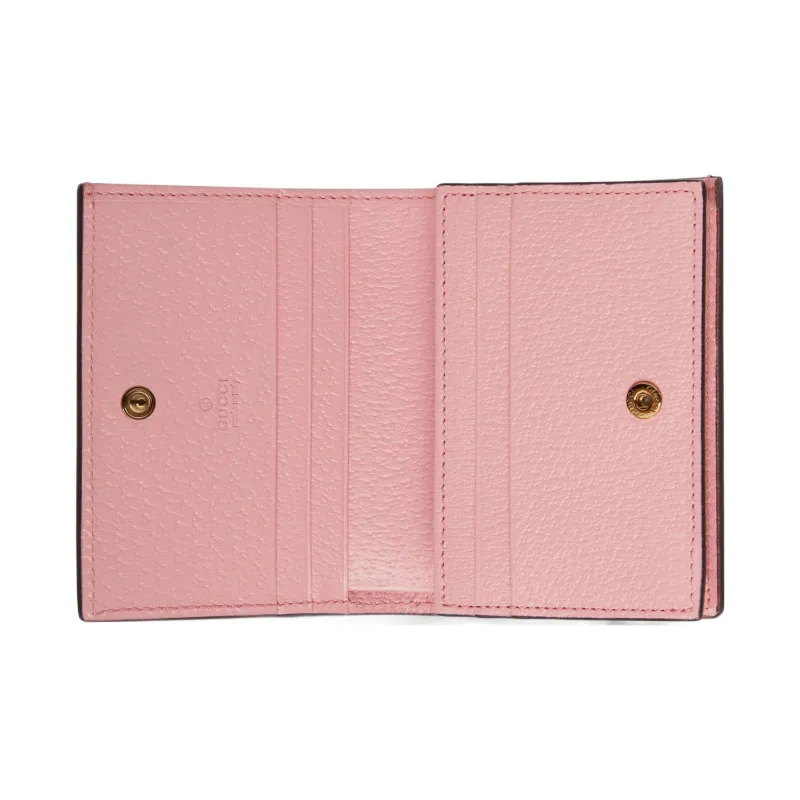GUCCI Marmont Leather Wallet Card Holder Clutch Women's Pink-5