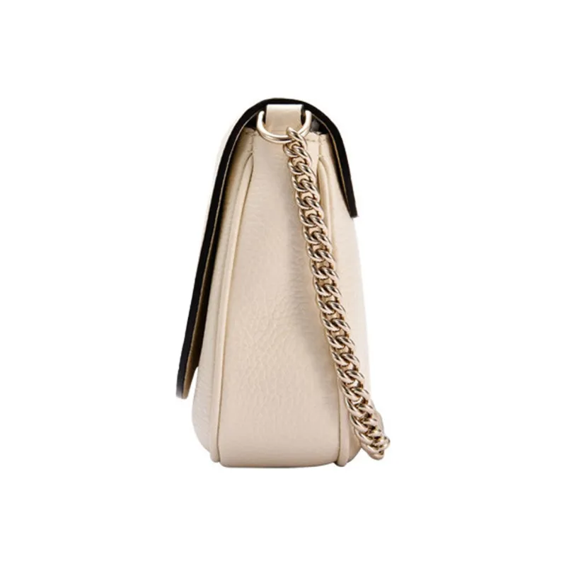 GUCCI Leather Shoulder Bag Women's White-2