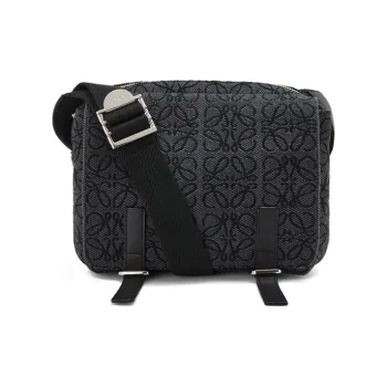 LOEWE MilitaryAnagram Canvas With Leather Messenger Bag Shoulder Bag Crossbody Bag Men's Dark Gray