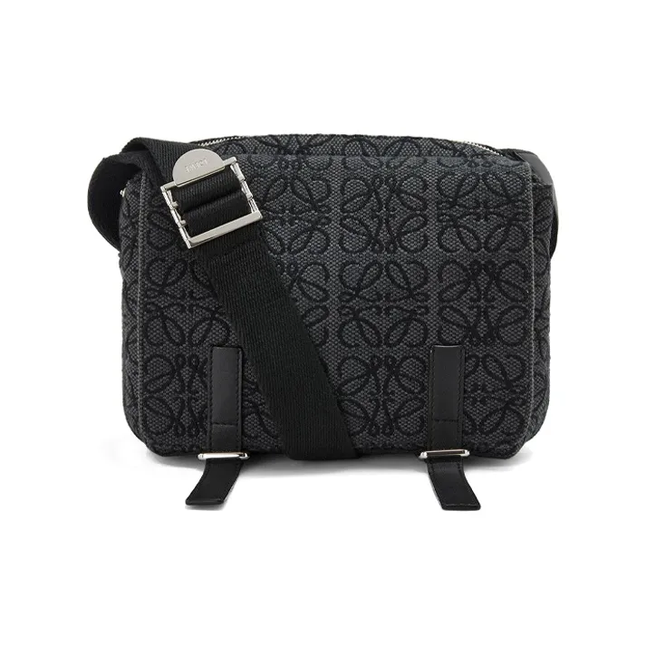 LOEWE MilitaryAnagram Canvas With Leather Messenger Bag Shoulder Bag Crossbody Bag Men's Dark Gray-0