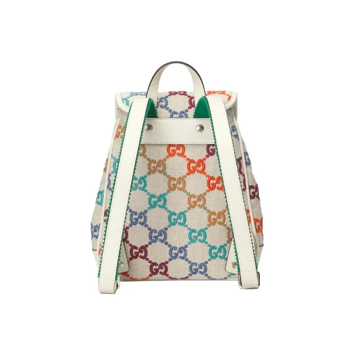GUCCI Canvas Backpack For Kids' Multicolor/White-3