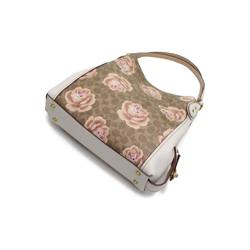 COACH Edie Canvas With Leather Crossbody Handbag Tubas Women's Brown & White-1