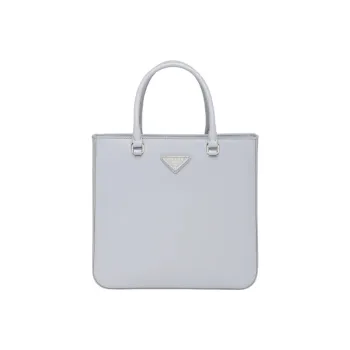 PRADA Shiny Leather Tote Bag Shopping Bag Handbag Regular Women's Cornflower Blue