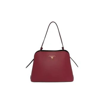 PRADA Saffiano Leather Shoulder Bag Crossbody Bag Small Size Women's Dark Red/Black