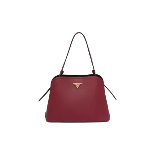 PRADA Saffiano Leather Shoulder Bag Crossbody Bag Small Size Women's Dark Red/Black