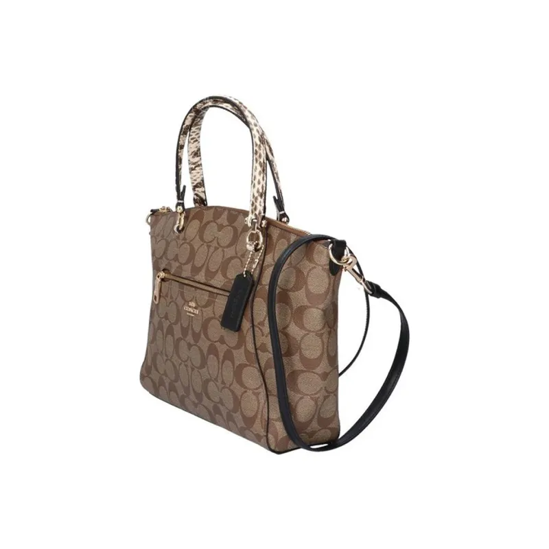 COACH Canvas With Leather Canvas Bag Totes Tote Bag Dumpling Bag One Shoulder Handbags Large Size Women's Brown-1
