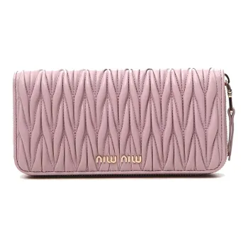 MIU MIU Matelassé Leather Card Holder, Wallet Women's Pink