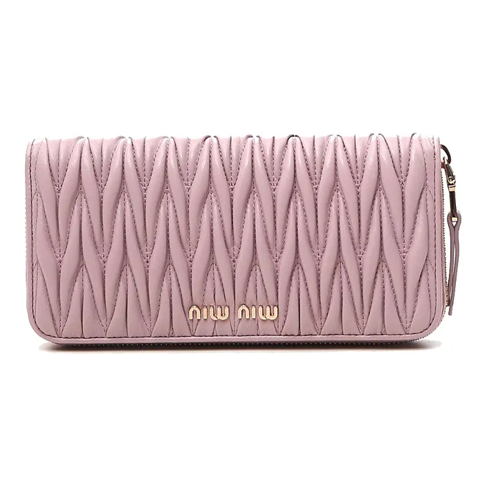 MIU MIU Matelassé Leather Card Holder, Wallet Women's Pink-0