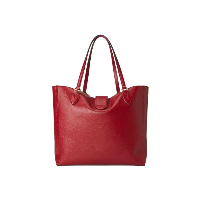 GUCCI Leather Tote Bag Shopping Bag Shoulder Bag Handbag Medium Size Women's Red-3