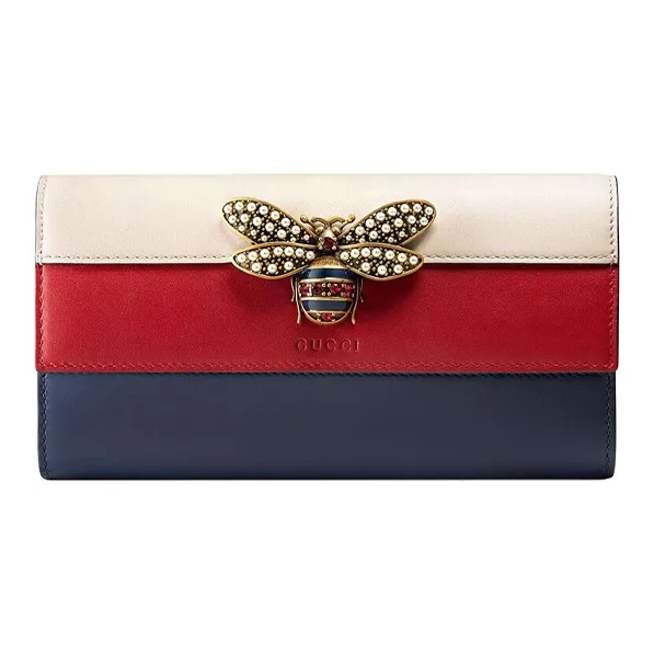 GUCCI Queen Margaret Leather Wallet Women's Red White Blue Multicolor-0