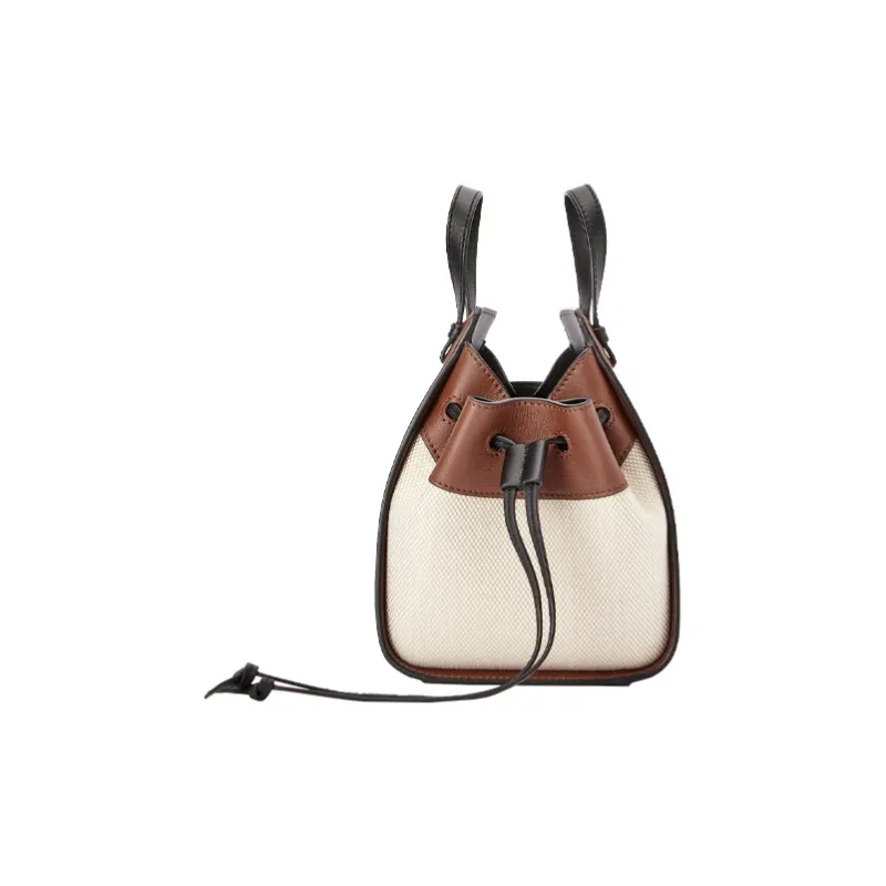 LOEWE Spirited Away Hammock Calfskin Drawstring Bag Handbag Shoulder Bag Crossbody Bag Mini Unisex Havana/Beige-2
