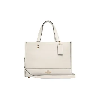 COACH Dempsey Leather Landscape Tote Bag Shopping Bag Shoulder Bag Crossbody Bag Handbag Small Size Women's Pure White