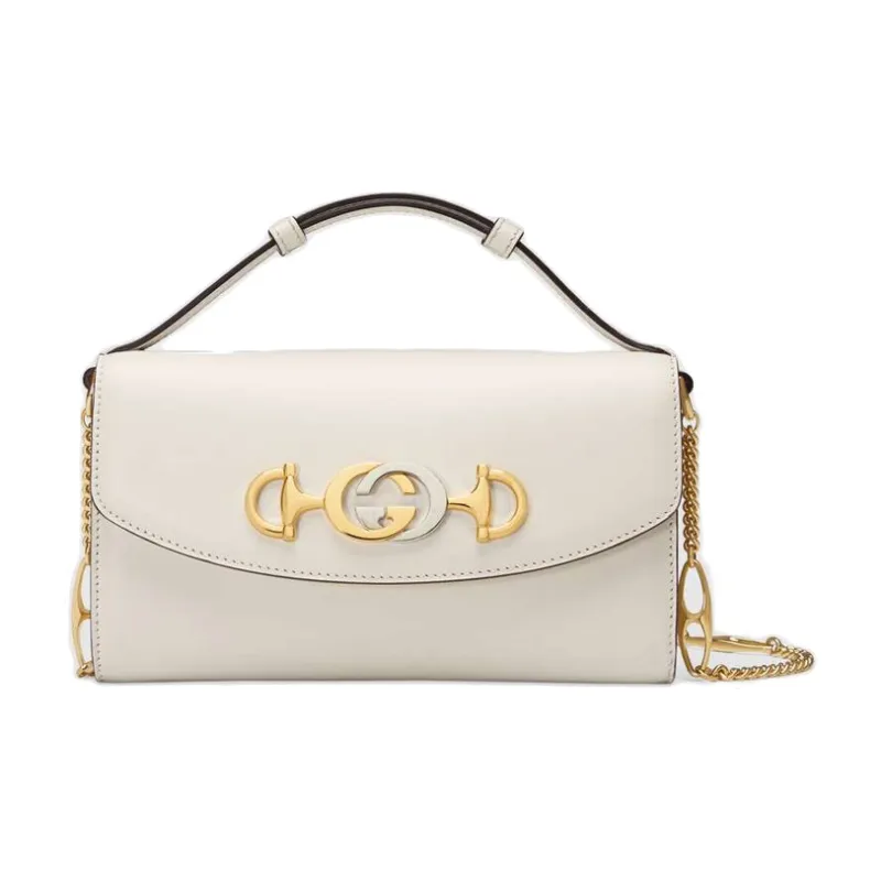 GUCCI Zumi Leather Handbag Shoulder Bag Crossbody Bag Mini Women's White-0