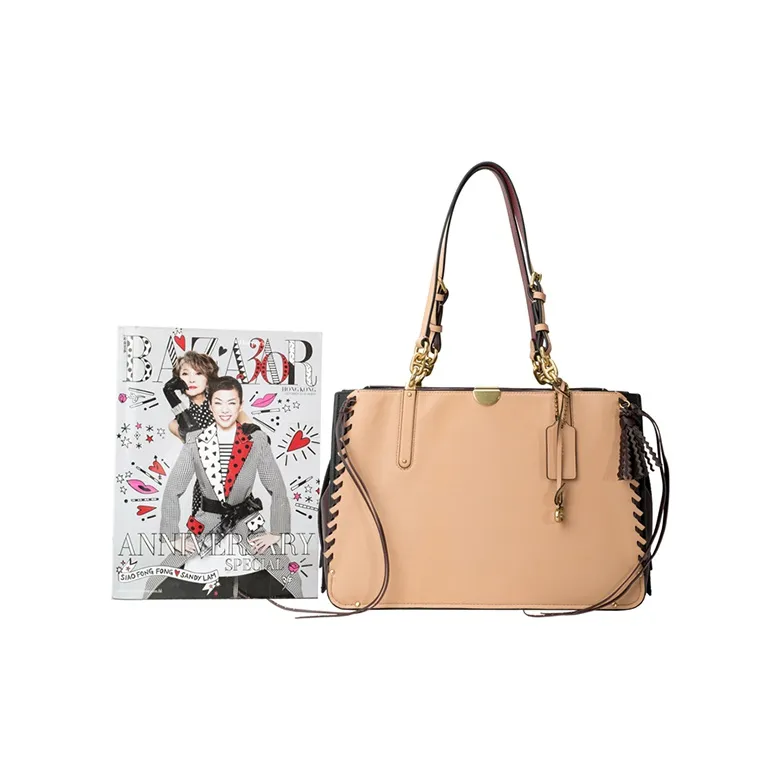 COACH Dreamer Leather Shoulder Bag Crossbody Bag Tote Bag Shopping Bag Handbag Large Size Women's Milk Tea Beige-4