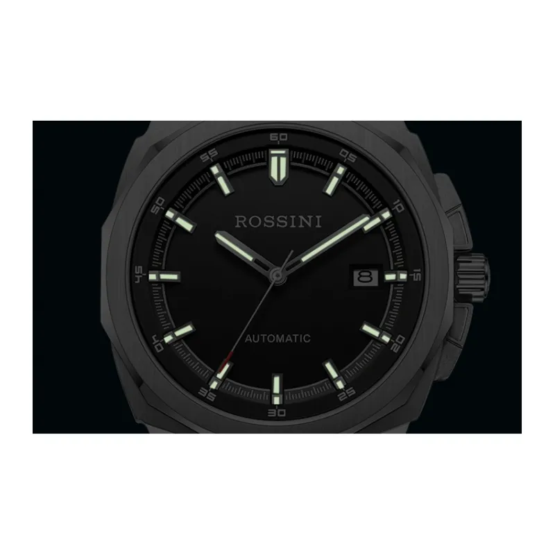 ROSSINI Medallion Collection Automatic Mechanical Movement Stainless Steel Watchband Watch Men's Watches Black Dial-1