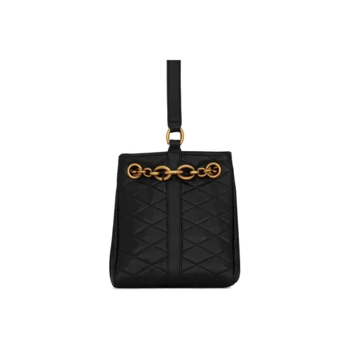 SAINT LAURENT LE MAILLON Sheepskin Bucket Bags Shoulder Bag Crossbody Bag Small Size Women's Black