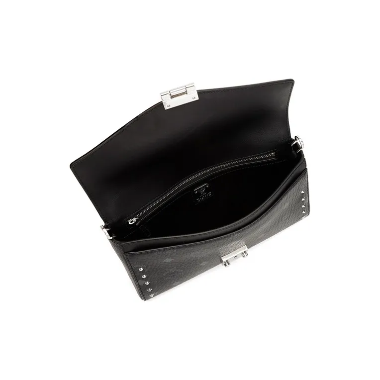 MCM Millie Visetos Artificial Leather Shoulder Bag, Crossbody Bag Women's Black-3