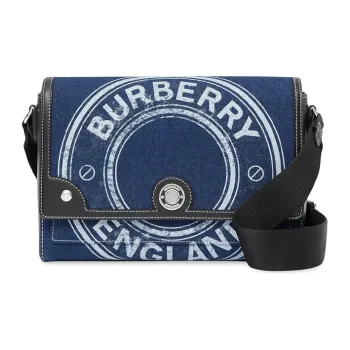Burberry Note Cotton With Cow Leather Messenger Bag Shoulder Bag Crossbody Bag Regular Women's Blue