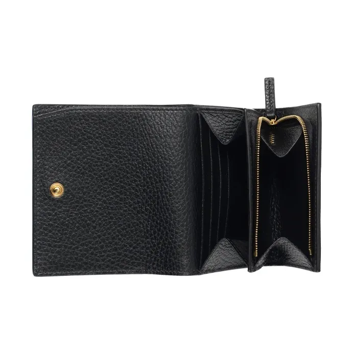 GUCCI Marmont Canvas With Leather Wallet Women's Ebony/Black-4